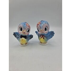 Vintage Lefton Mr & Mrs Bluebird Salt/Pepper Shakers Kitschy 282